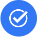 blue circle with a check mark icon