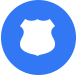 blue circle with a badge icon